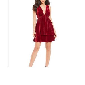 Gianni Bini Red Velvet Tiered Mini Dress